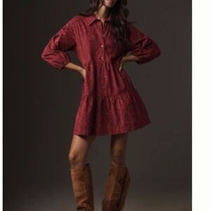 Maeve Burgundy corduroy Mini Dress